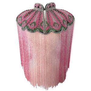 Pretty and Green Pearls Hand beaded fringe Cape